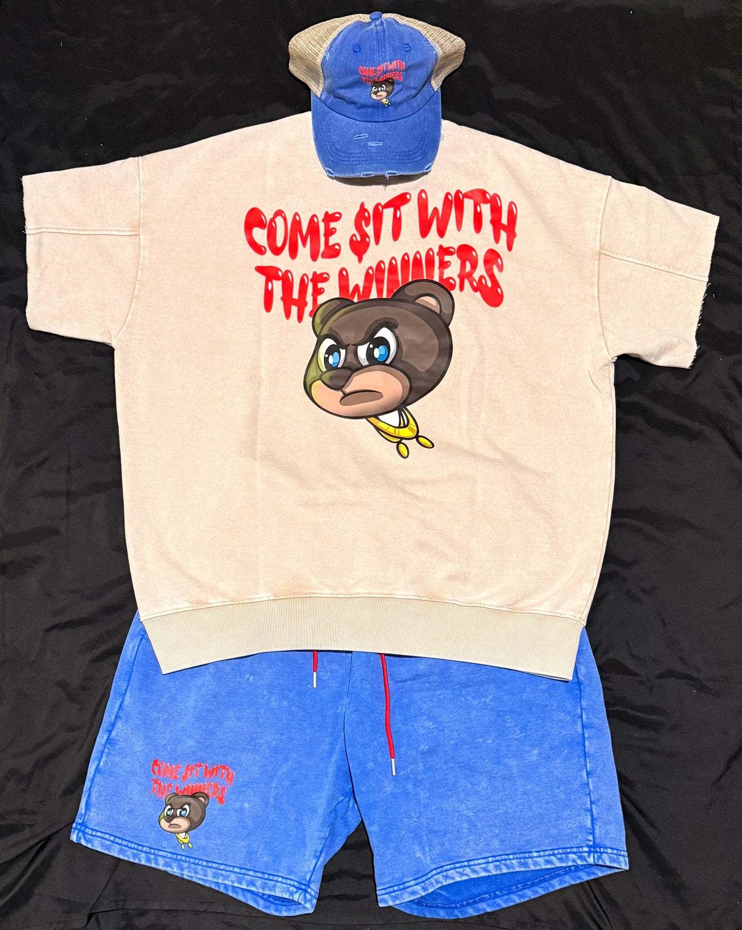 🏆THE WINNING TEAM🏆 cream/red stone wash sweatshirt