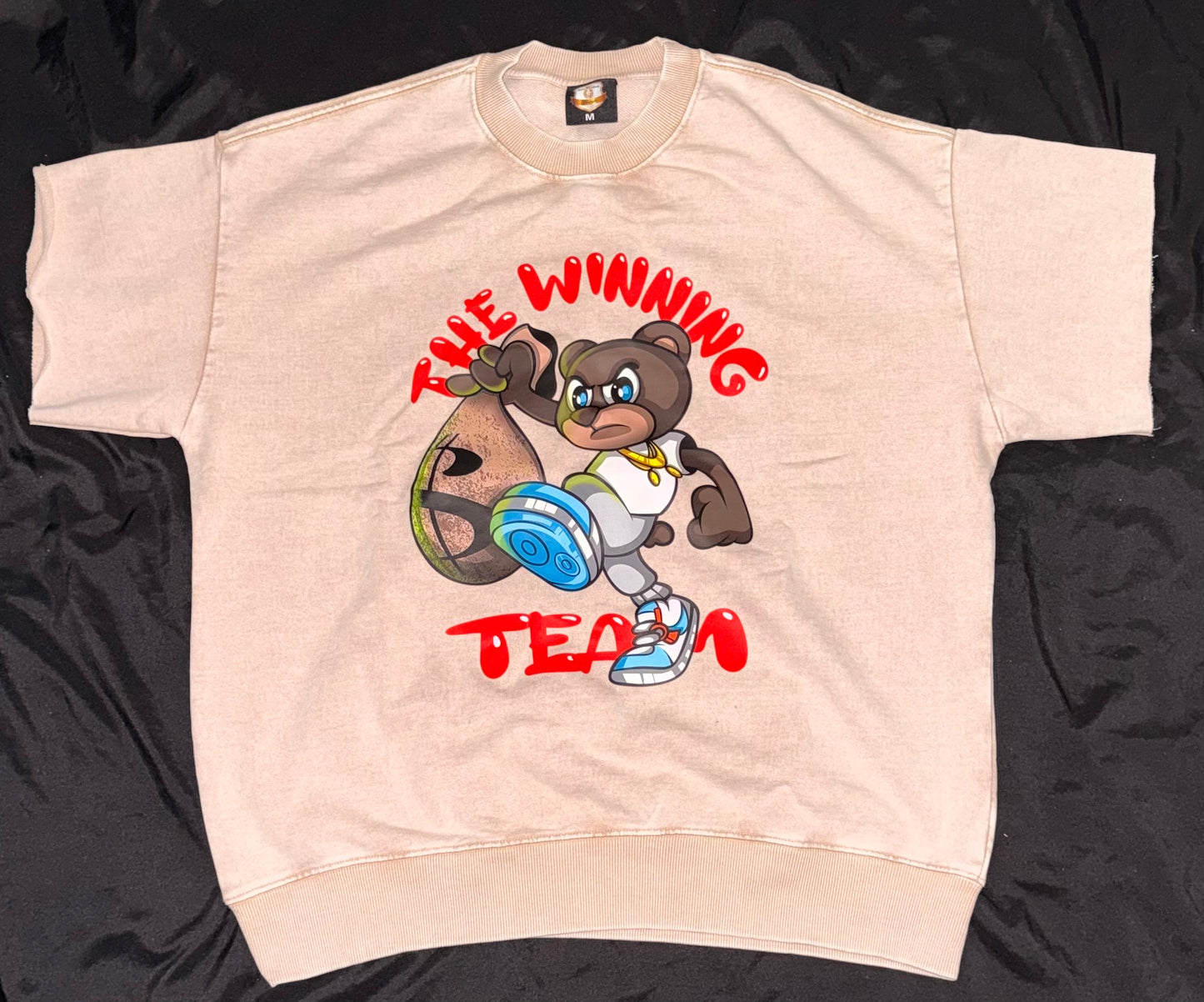 🏆THE WINNING TEAM🏆 cream/red stone wash sweatshirt