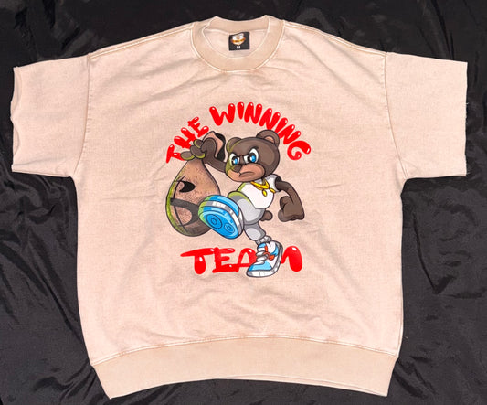 🏆THE WINNING TEAM🏆 cream/red stone wash sweatshirt