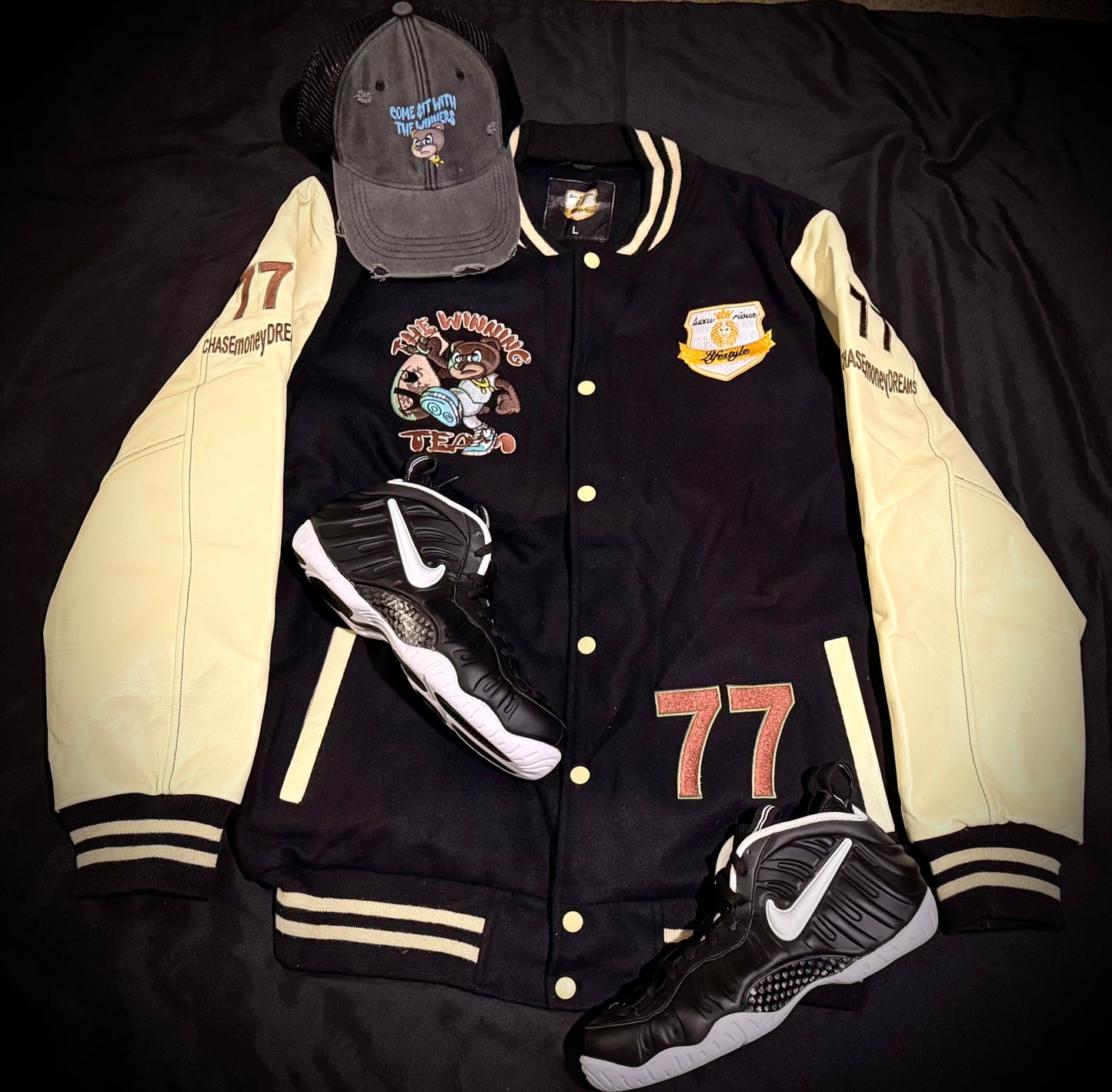 🏆THE WINNING TEAM🏆 Luxurious LifestyleCreationz designer Varsity Jacket Limited Edition.