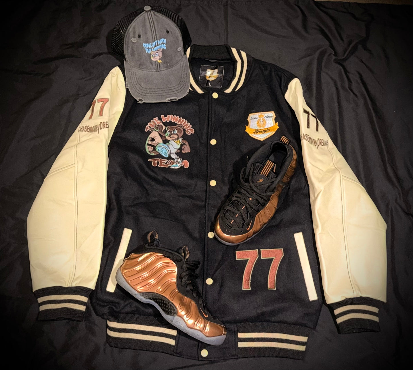 🏆THE WINNING TEAM🏆 Luxurious LifestyleCreationz designer Varsity Jacket Limited Edition.