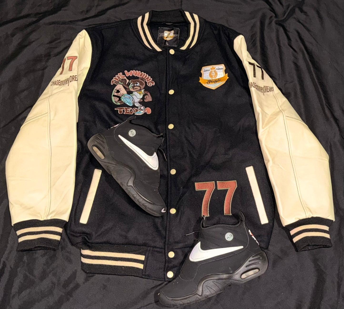🏆THE WINNING TEAM🏆 Luxurious LifestyleCreationz designer Varsity Jacket Limited Edition.