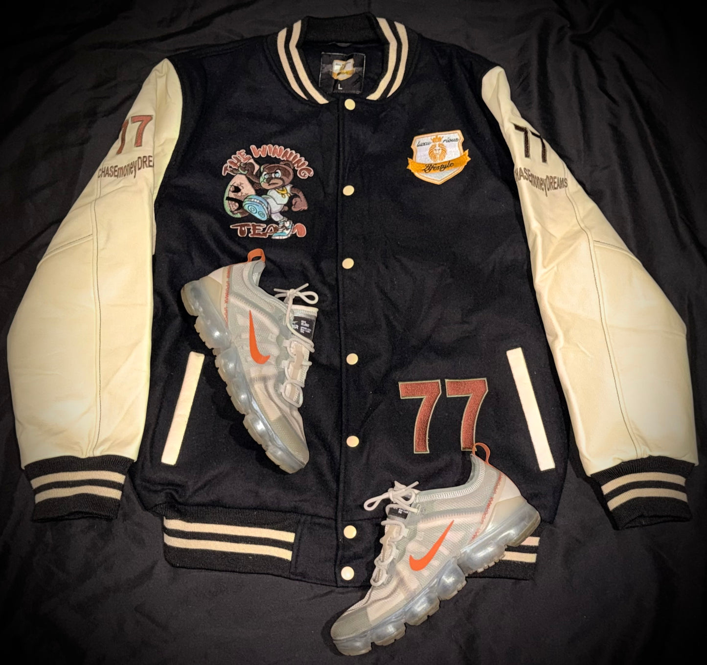 🏆THE WINNING TEAM🏆 Luxurious LifestyleCreationz designer Varsity Jacket Limited Edition.